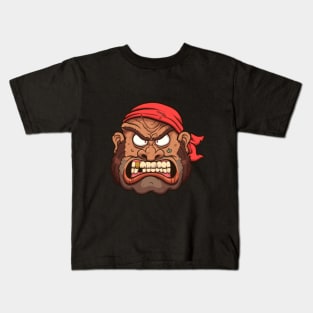 Angry Cartoon Pirate Face Kids T-Shirt